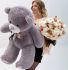 Букет «Осенний прованс» + Мишка Тими серый 140 см